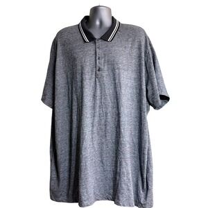 HB Mens 5XL Polo Shirt Gray Heathered Tipped Collar Short Sleeve Big and Tall